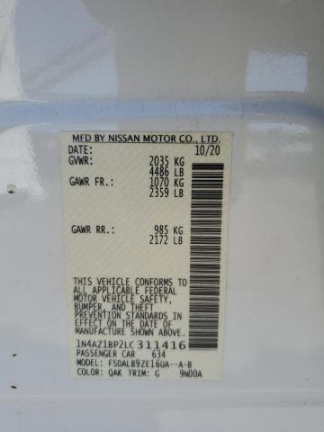 1N4AZ1BP2LC311416 - 2020 NISSAN LEAF S WHITE photo 12