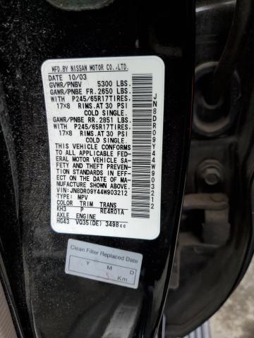 JN8DR09Y44W903212 - 2004 NISSAN PATHFINDER LE 黑色 照片 12