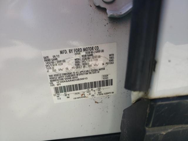 1FM5K8AR4DGB30013 - 2013 FORD EXPLORER POLICE INTERCEPTOR WHITE photo 13