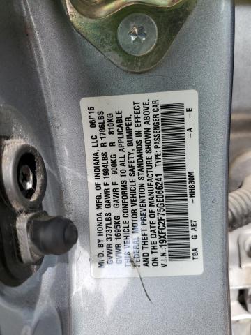 19XFC2F75GE066241 - 2016 HONDA CIVIC EX SILVER photo 12