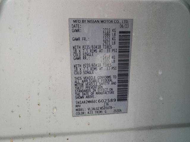 5N1AR2MN6EC602589 - 2014 NISSAN PATHFINDER S SILVER photo 13