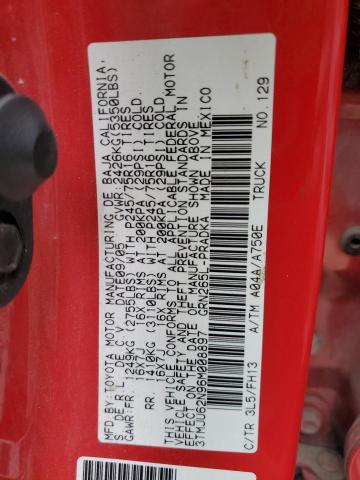 3TMJU62N96M008897 - 2006 TOYOTA TACOMA DOUBLE CAB PRERUNNER RED photo 12