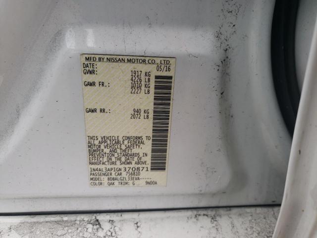 1N4AL3AP1GN370871 - 2016 NISSAN ALTIMA 2.5 WHITE photo 13