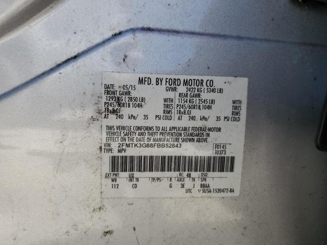 2FMTK3G88FBB52843 - 2015 FORD EDGE SE SILVER photo 12