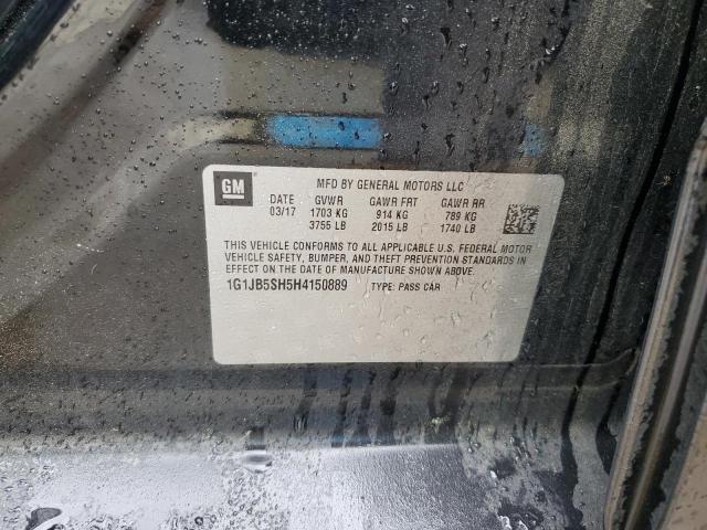 1G1JB5SH5H4150889 - 2017 CHEVROLET SONIC LS შავი ფოტო 12