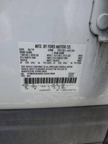 1FM5K8AB2LGA41848 - 2020 FORD EXPLORER POLICE INTERCEPTOR 白色 照片 13