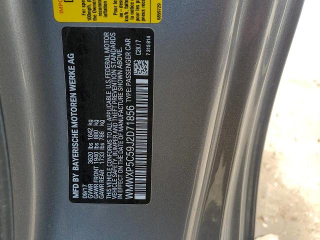 WMWXP5C59J2D71856 - 2018 MINI COOPER GRAY photo 12