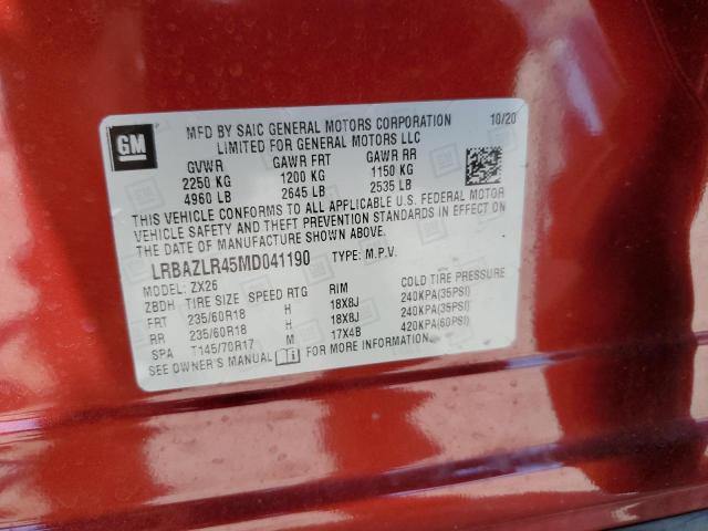 LRBAZLR45MD041190 - 2021 BUICK ENVISION PREFERRED Qırmızı foto 12