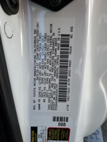 5TEUU42N48Z491755 - 2008 TOYOTA TACOMA ACCESS CAB თეთრი ფოტო 12