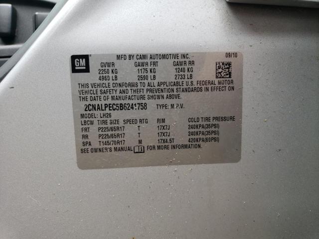 2CNALPEC5B6241758 - 2011 CHEVROLET EQUINOX LT SILVER photo 13