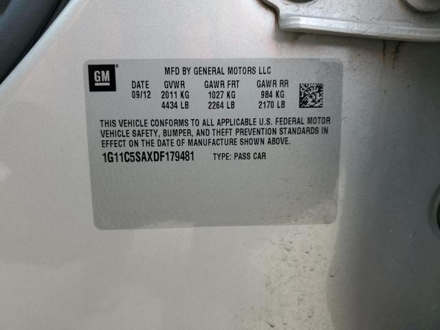 1G11C5SAXDF179481 - 2013 CHEVROLET MALIBU 1LT 银色 照片 12