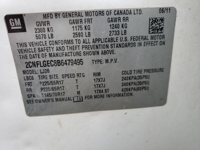 2CNFLGEC8B6479495 - 2011 CHEVROLET EQUINOX LTZ WHITE photo 13