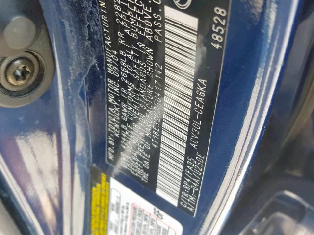 4T1BE32K25U417142 - 2005 TOYOTA CAMRY LE  photo 10