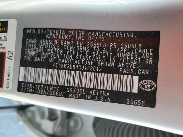 4T1BK3DB1CU458042 - 2012 TOYOTA AVALON BASE 银色 照片 13