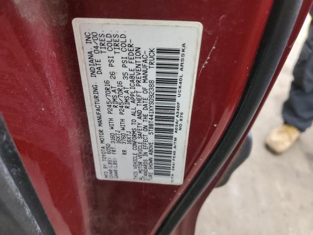 5TBBT441XYS092388 - 2000 TOYOTA TUNDRA ACCESS CAB წითელი ფოტო 12