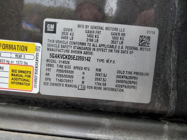 5GAKVCKD5EJ269142 - 2014 BUICK ENCLAVE GRAY photo 13