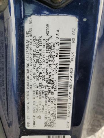 5TETX22N76Z314590 - 2006 TOYOTA TACOMA ACCESS CAB Mavi foto 12