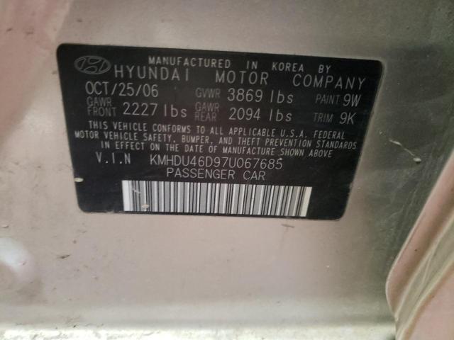 KMHDU46D97U067685 - 2007 HYUNDAI ELANTRA GLS TAN photo 13