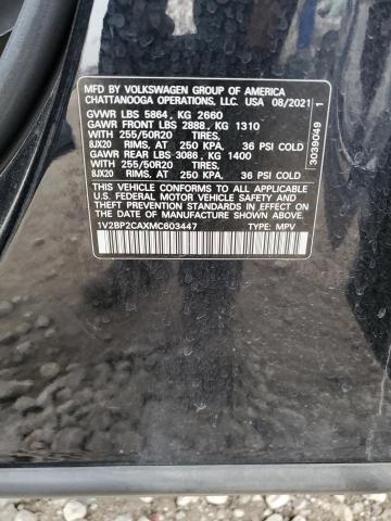 1V2BP2CAXMC603447 - 2021 VOLKSWAGEN ATLAS SEL 黑色 照片 13