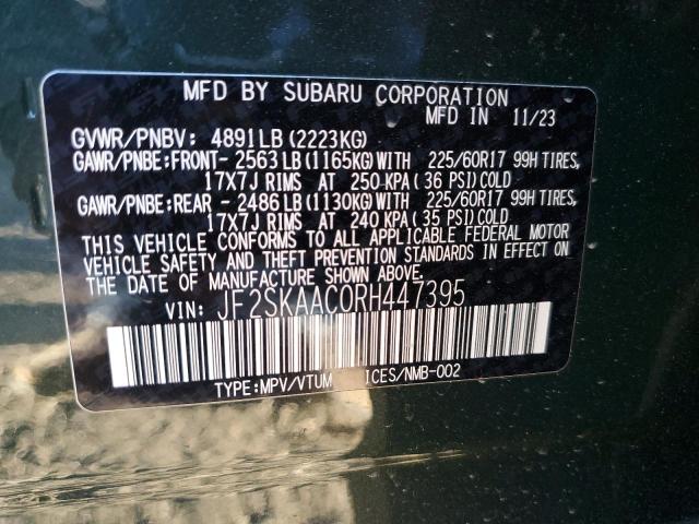 JF2SKAAC0RH447395 - 2024 SUBARU FORESTER 绿色 照片 12
