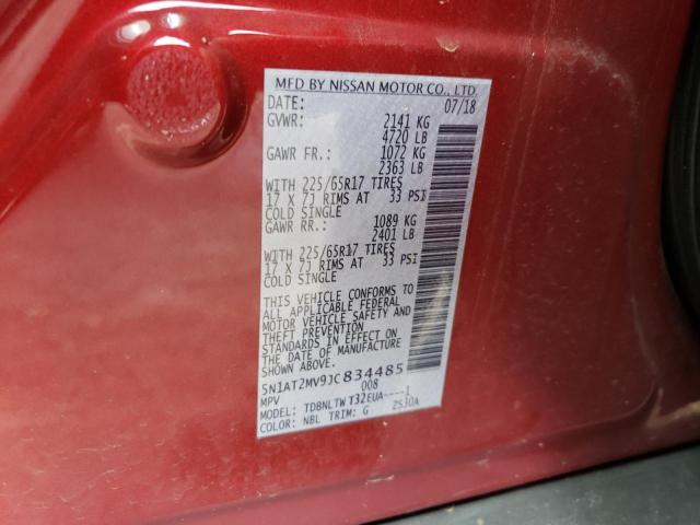 5N1AT2MV9JC834485 - 2018 NISSAN ROGUE S RED photo 13