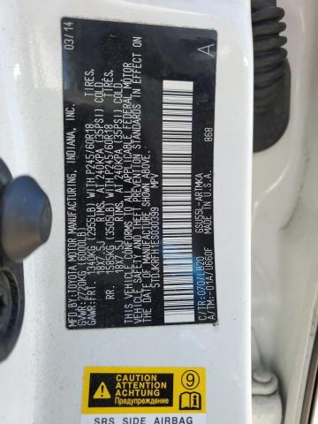 5TDJKRFH1ES030399 - 2014 TOYOTA HIGHLANDER XLE Ağ foto 13