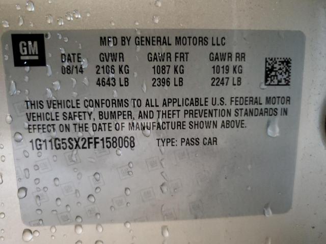 1G11G5SX2FF158068 - 2015 CHEVROLET MALIBU LTZ ბეჟი ფოტო 12