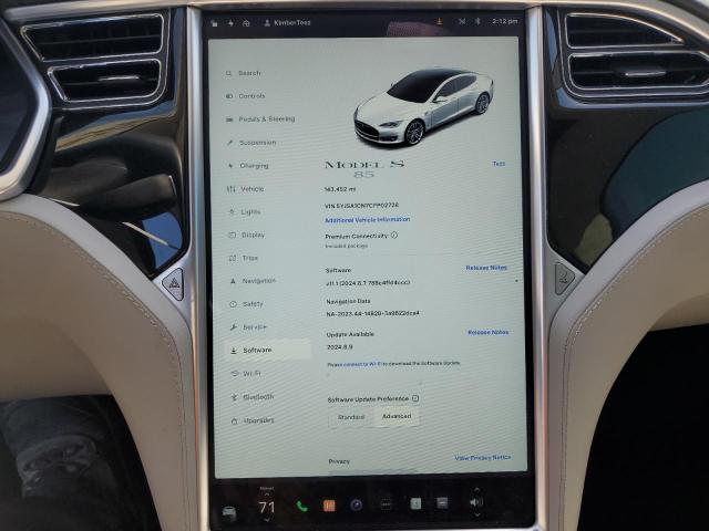 5YJSA1CN7CFP02728 - 2012 TESLA MODEL S 白色 照片 9