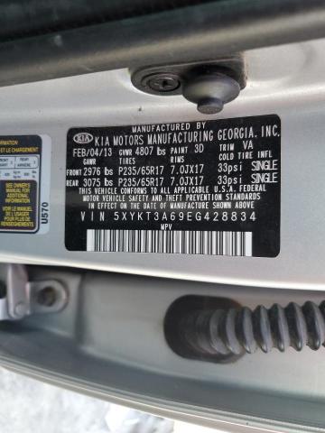 5XYKT3A69EG428834 - 2014 KIA SORENTO LX SILVER photo 13