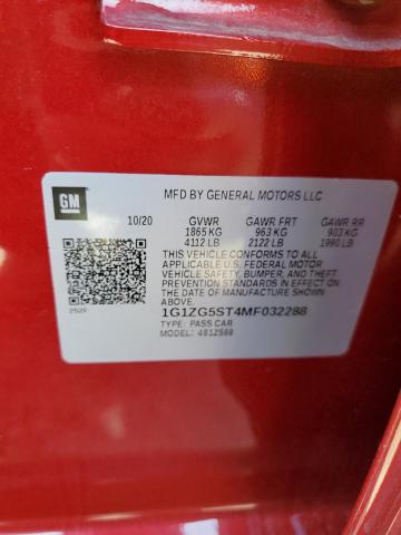 1G1ZG5ST4MF032288 - 2021 CHEVROLET MALIBU RS BURGUNDY photo 12