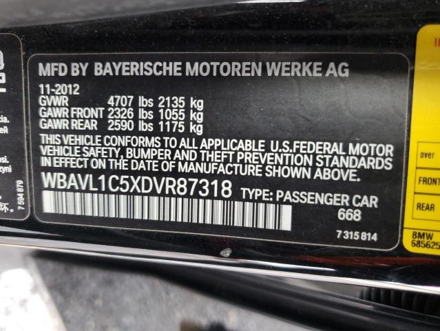 WBAVL1C5XDVR87318 - 2013 BMW X1 XDRIVE28I BLACK photo 12