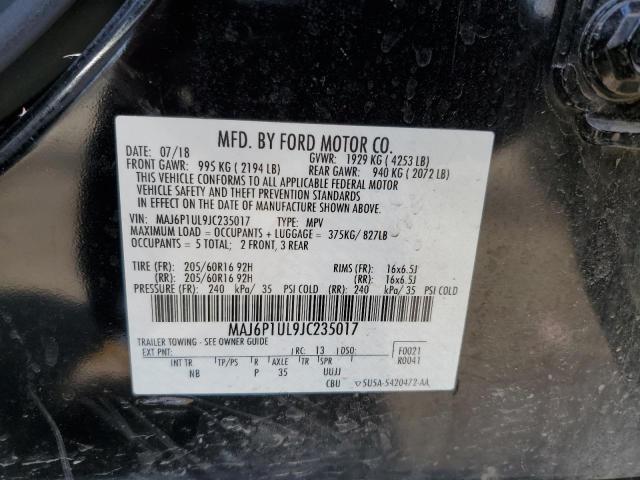 MAJ6P1UL9JC235017 - 2018 FORD ECOSPORT SE Czarny zdjęcie 14