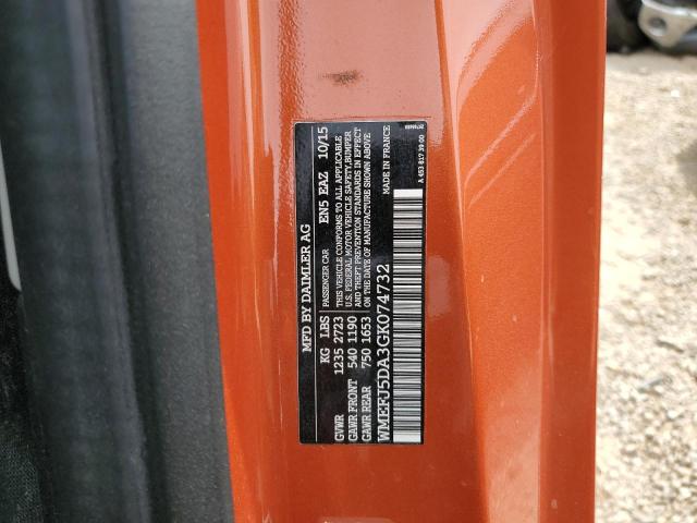 WMEFJ5DA3GK074732 - 2016 SMART FORTWO ORANGE photo 13