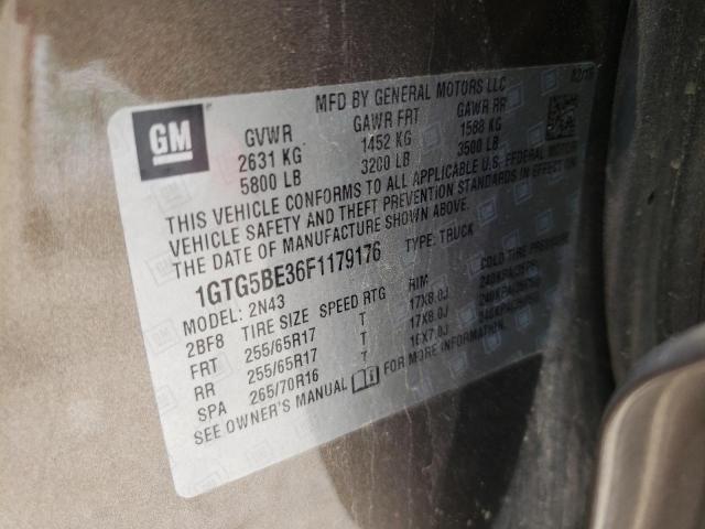 1GTG5BE36F1179176 - 2015 GMC CANYON SLE BROWN photo 10