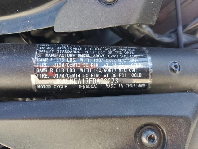 JKAENEA17FDA02273 - 2015 KAWASAKI EN650 A BLACK photo 9