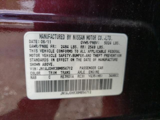 JN1AJ0HR3BM854712 - 2011 INFINITI EX35 BASE ბურგუნდია ფოტო 13
