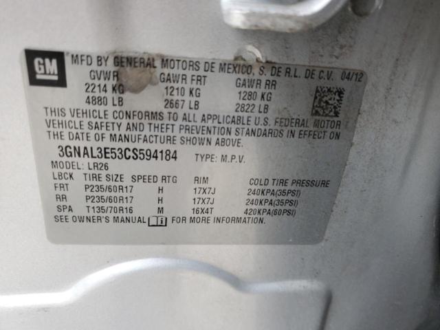 3GNAL3E53CS594184 - 2012 CHEVROLET CAPTIVA SPORT Күміс фото 14