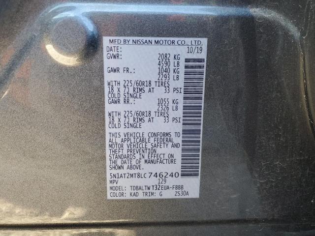 5N1AT2MT8LC746240 - 2020 NISSAN ROGUE S GRAY photo 13