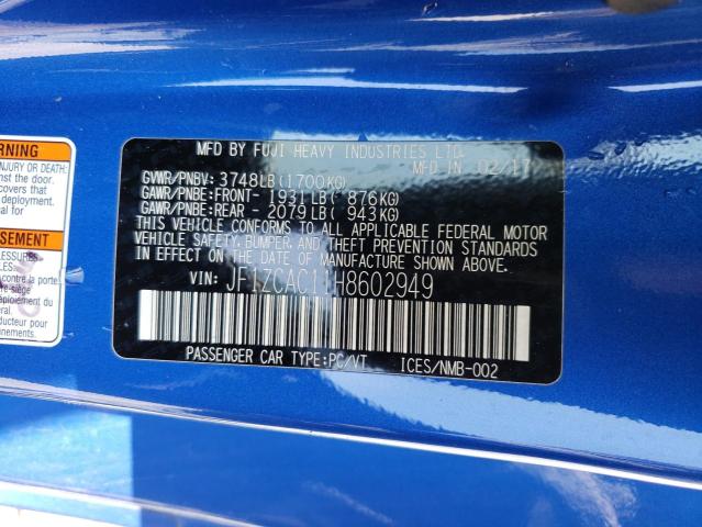 JF1ZCAC11H8602949 - 2017 SUBARU BRZ 2.0 LIMITED BLUE photo 12