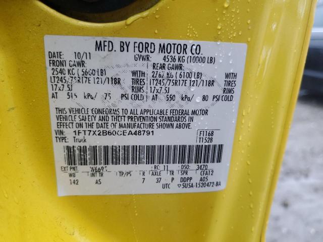 1FT7X2B60CEA48791 - 2012 FORD F250 SUPER DUTY YELLOW photo 12
