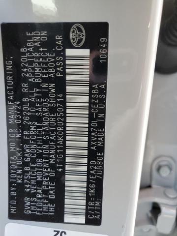 4T1G11AK0RU250714 - 2024 TOYOTA CAMRY SE NIGHT SHADE WHITE photo 12