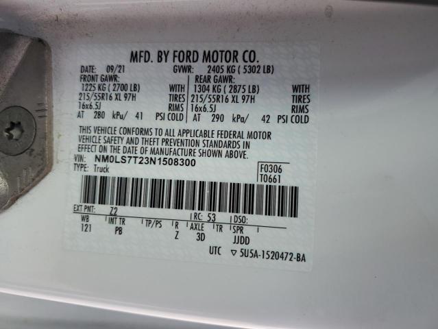 NM0LS7T23N1508300 - 2022 FORD TRANSIT CO XLT WHITE photo 14