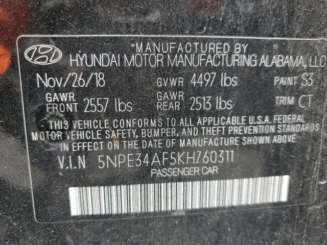 5NPE34AF5KH760311 - 2019 HYUNDAI SONATA LIMITED BLACK photo 13