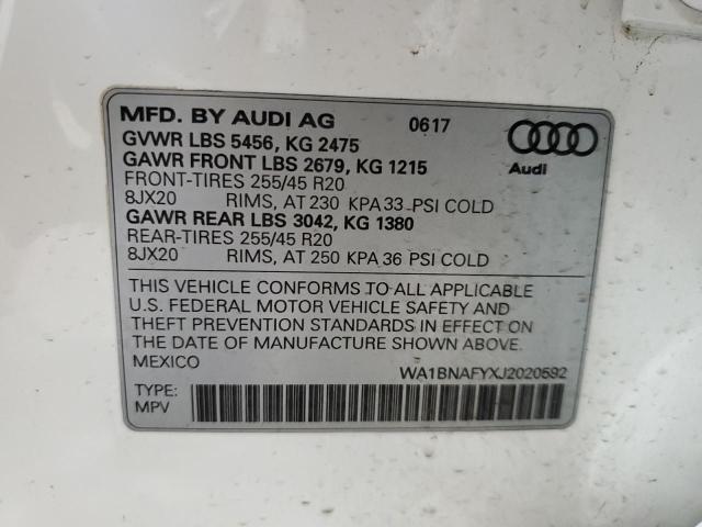 WA1BNAFYXJ2020592 - 2018 AUDI Q5 PREMIUM PLUS WHITE photo 13