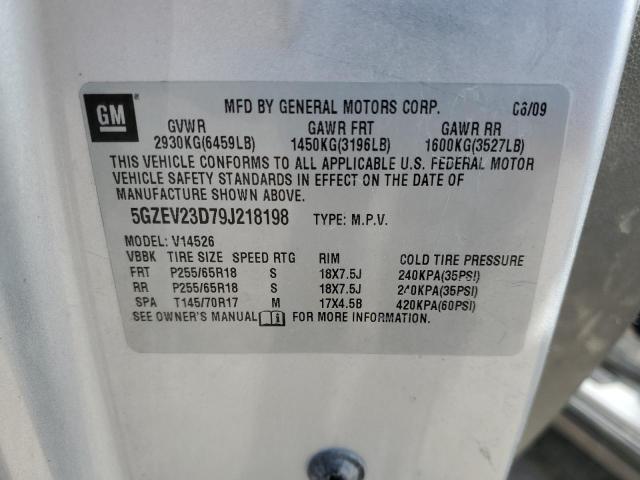 5GZEV23D79J218198 - 2009 SATURN OUTLOOK XR ვერცხლისფერი ფოტო 13