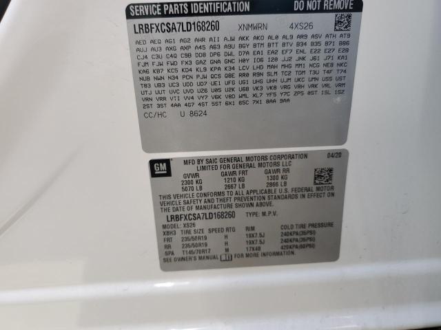 LRBFXCSA7LD168260 - 2020 BUICK ENVISION ESSENCE WHITE photo 13