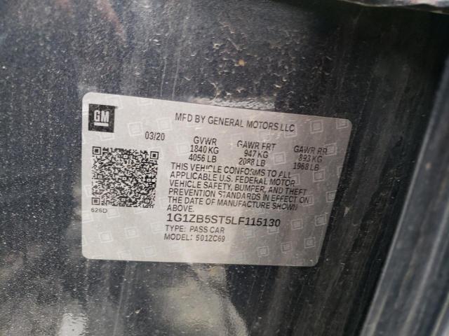 1G1ZD5STXJF110593 - 2018 CHEVROLET MALIBU LS LT ნაცრისფერი ფოტო 10