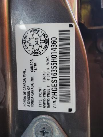 2HGES16355H014360 - 2005 HONDA CIVIC DX VP Boz foto 12