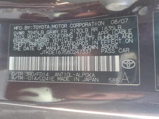 JTKDE167580247337 - 2008 TOYOTA SCION TC MAROON photo 12