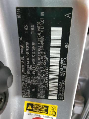 5TDJKRFH5FS100360 - 2015 TOYOTA HIGHLANDER XLE 银色 照片 13